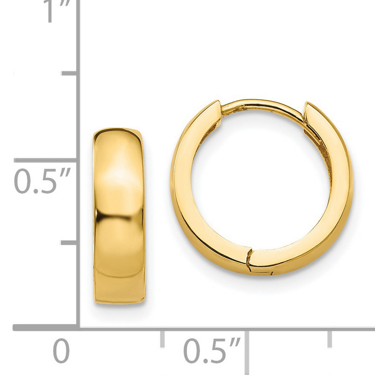 14k Yellow Gold Hoop Earrings, Polished Minimalist Style, Unisex Lightweight Design