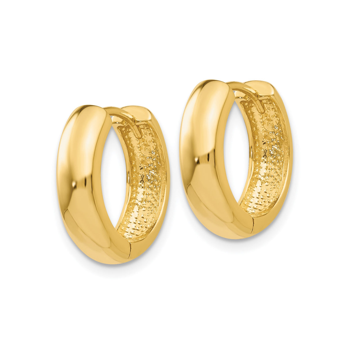 14k Yellow Gold Hoop Earrings, Small Polished Huggie Hoops with Hinged Closure for Women and Men
