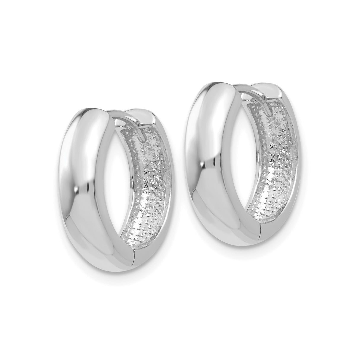 14k White Gold Hoop Earrings, Smooth Finish Classic Hoops with Hinged Closure for Women