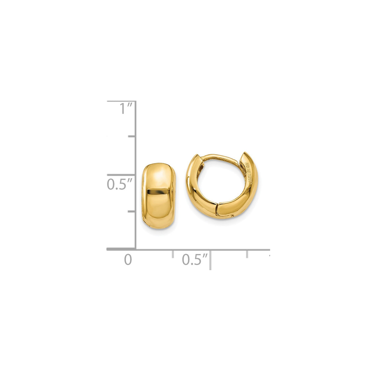 14k Yellow Gold Huggie Hoop Earrings, Chunky Polished Design, Minimalist Style for Women