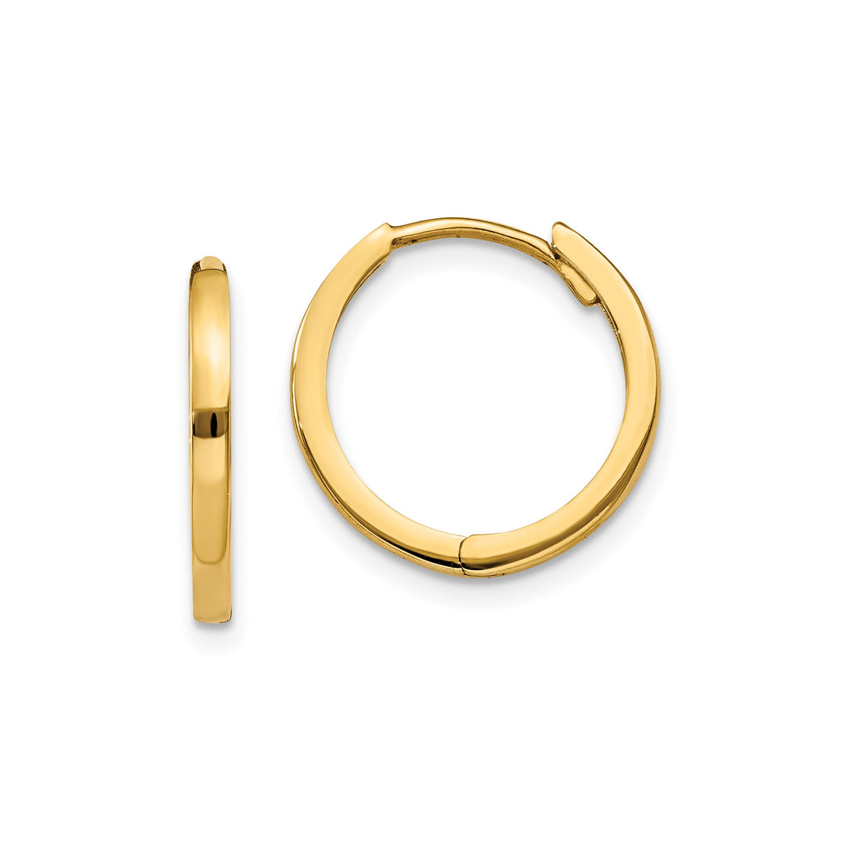 14k Yellow Gold Hoop Earrings, Sleek Polished Minimalist Design, Lightweight Everyday Style
