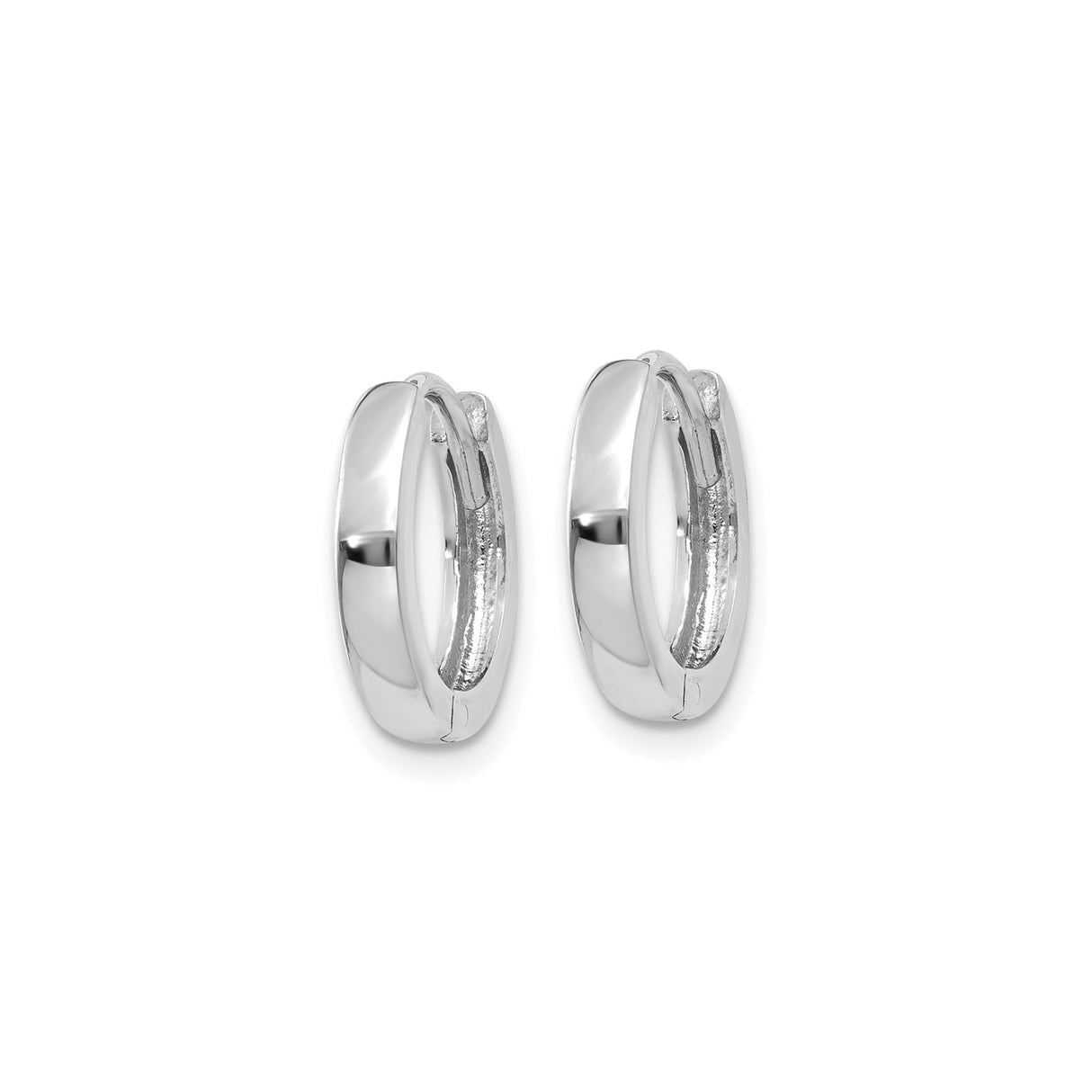 14k White Gold Hoop Earrings, Polished Minimalist Round Huggies for Men and Women