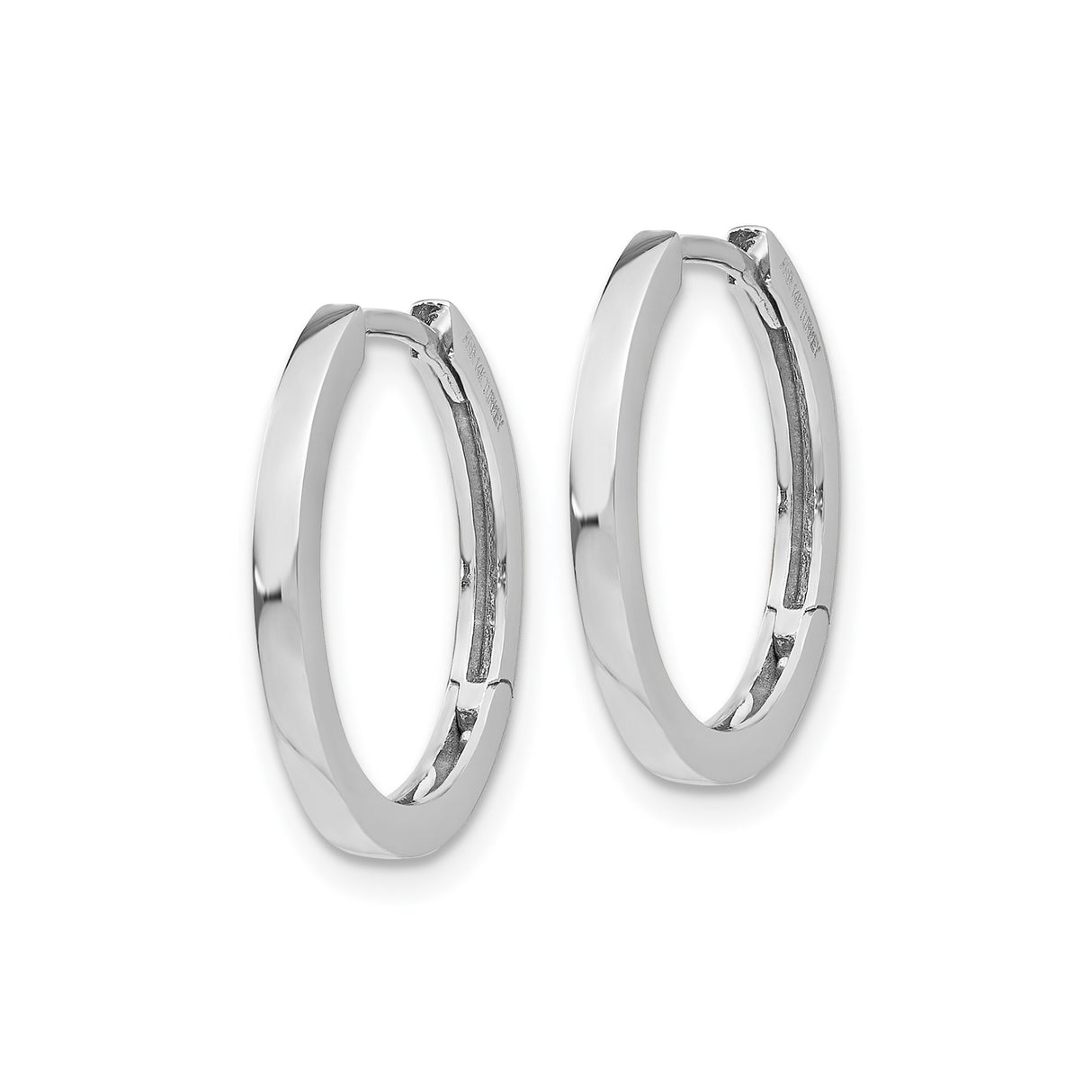14k White Gold Hoop Earrings, Minimalist Polished Design for Women and Men