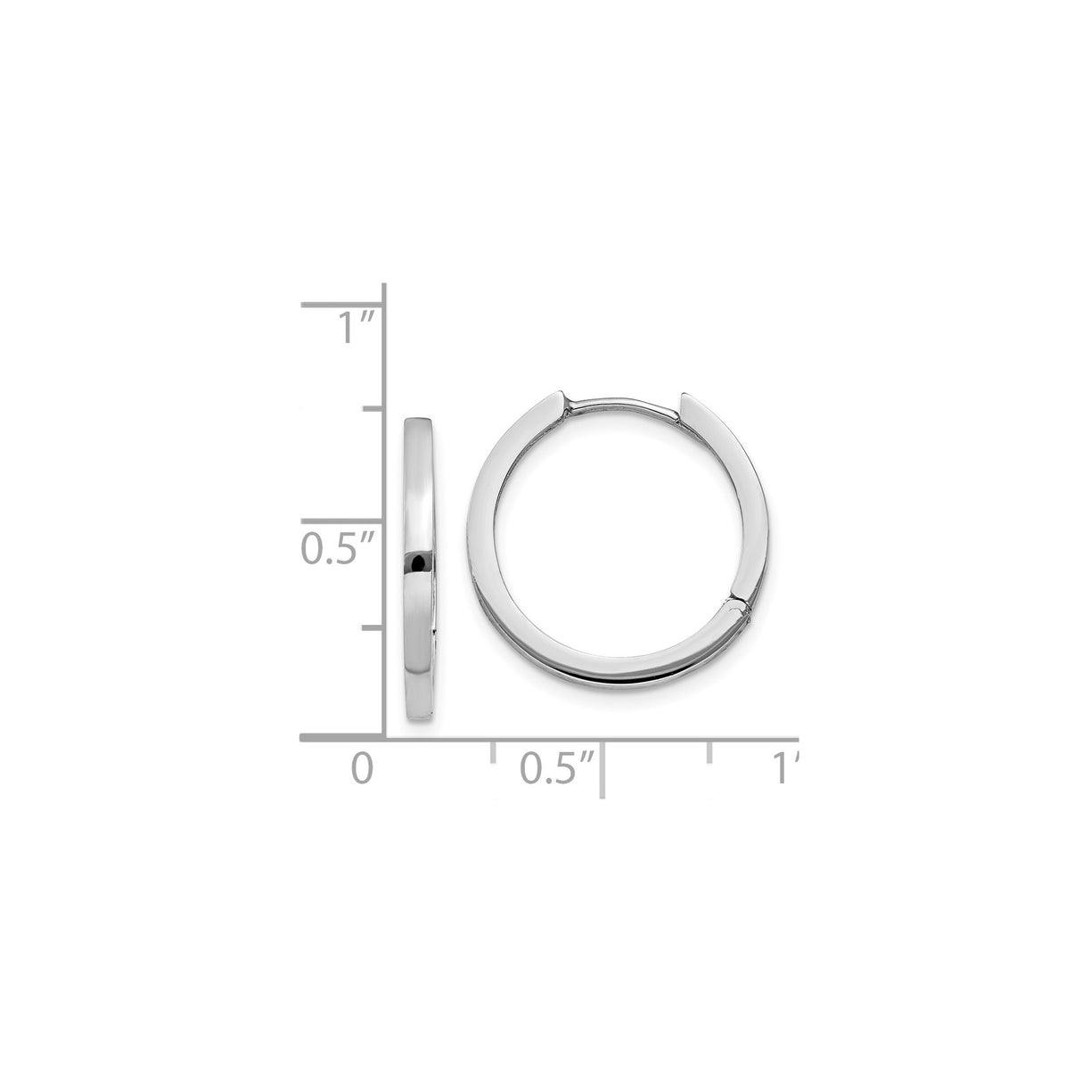 14k White Gold Hoop Earrings, Minimalist Polished Design for Women and Men