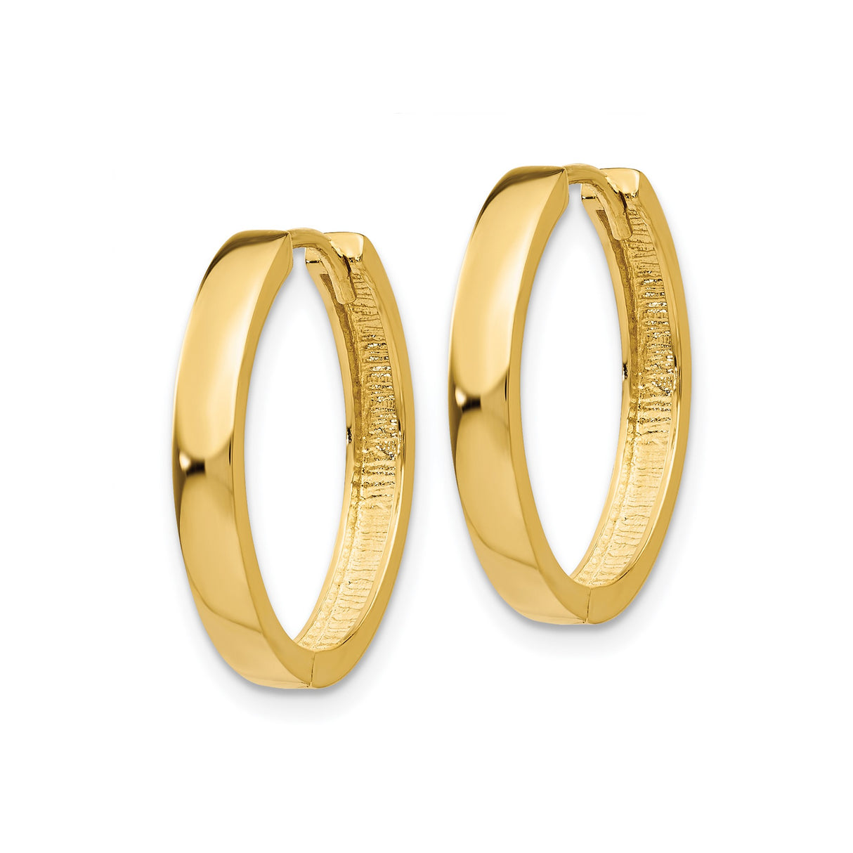 14k Yellow Gold Hoop Earrings, Classic Sleek Minimalist Design, Unisex Everyday Jewelry