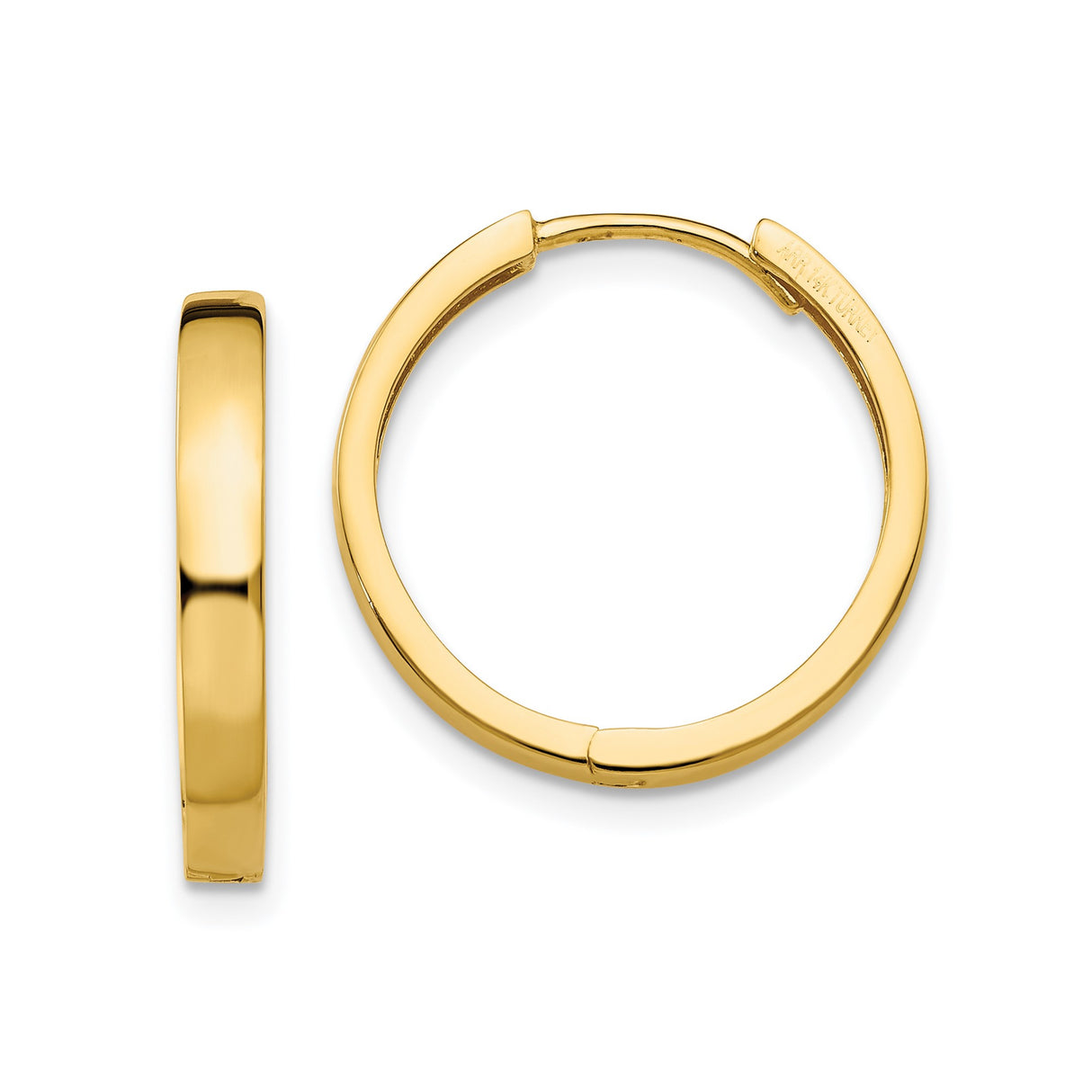 14k Yellow Gold Hoop Earrings, Classic Sleek Minimalist Design, Unisex Everyday Jewelry