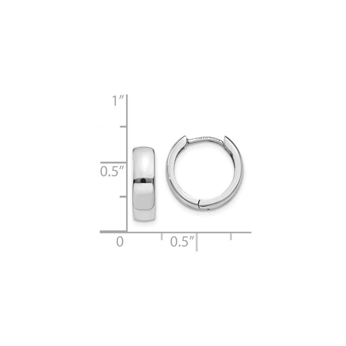 14k White Gold Huggie Hoop Earrings, Polished Minimalist Hinged Hoops for Men and Women