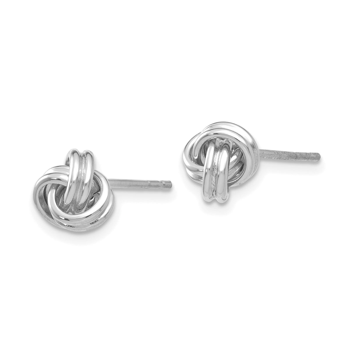 14k White Gold Love Knot Stud Earrings, Polished Intertwined Design for Women