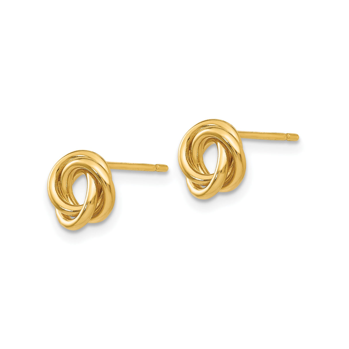 14k Yellow Gold Love Knot Stud Earrings, Intertwined Eternal Design, Minimalist Style for Women