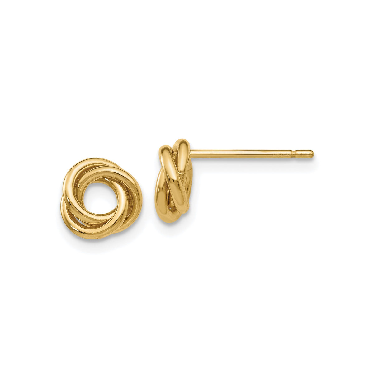 14k Yellow Gold Love Knot Stud Earrings, Intertwined Eternal Design, Minimalist Style for Women
