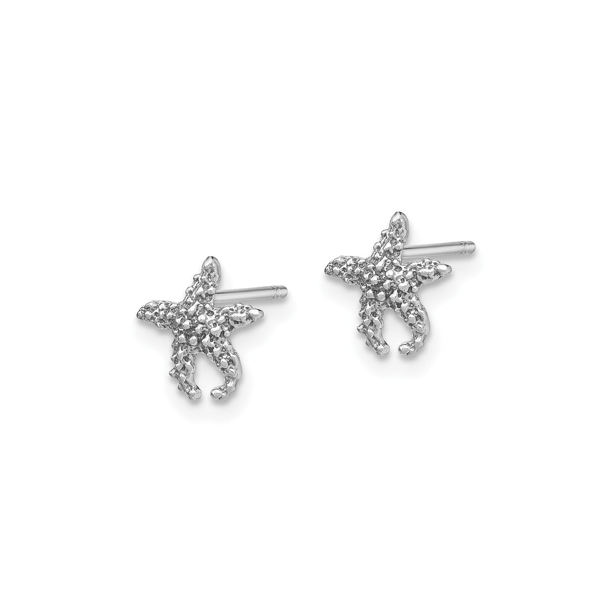 14k White Gold Starfish Stud Earrings with Textured Coastal Design