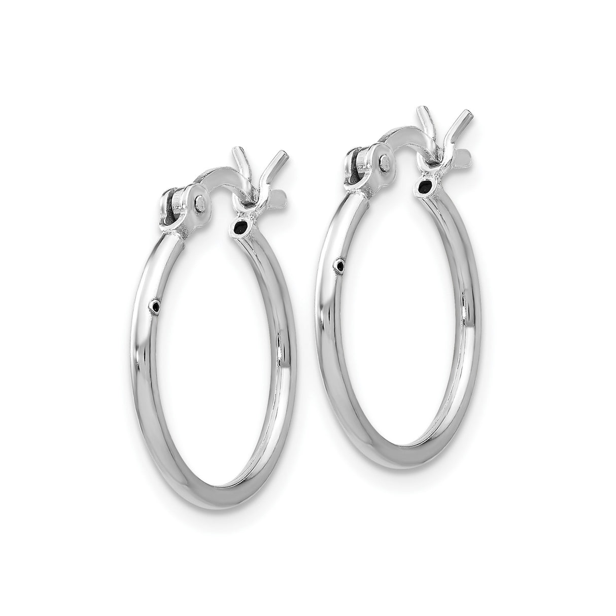 Sterling Silver Hoop Earrings, Classic Polished Round Design with Hinged Closure