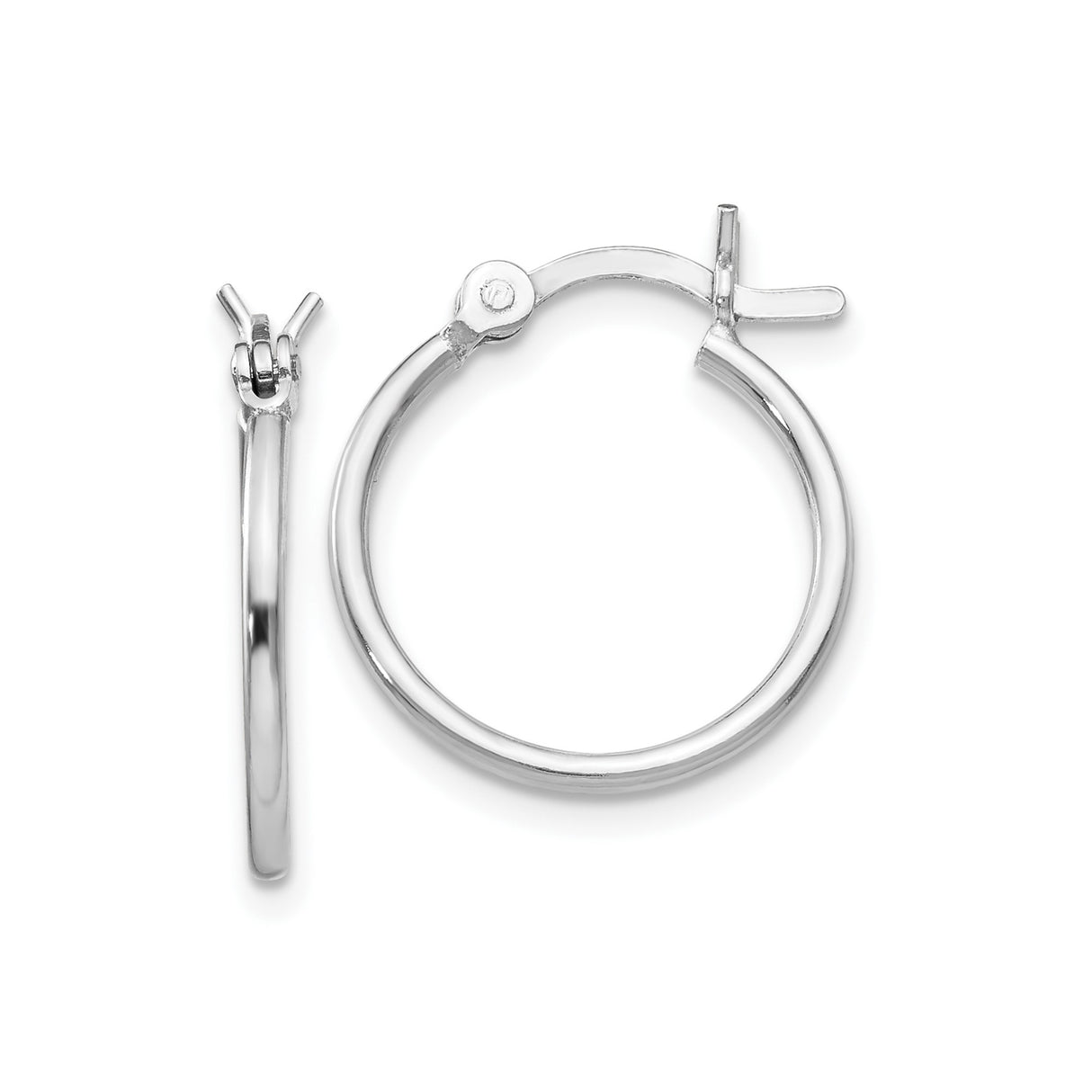 Sterling Silver Hoop Earrings, Classic Polished Round Design with Hinged Closure