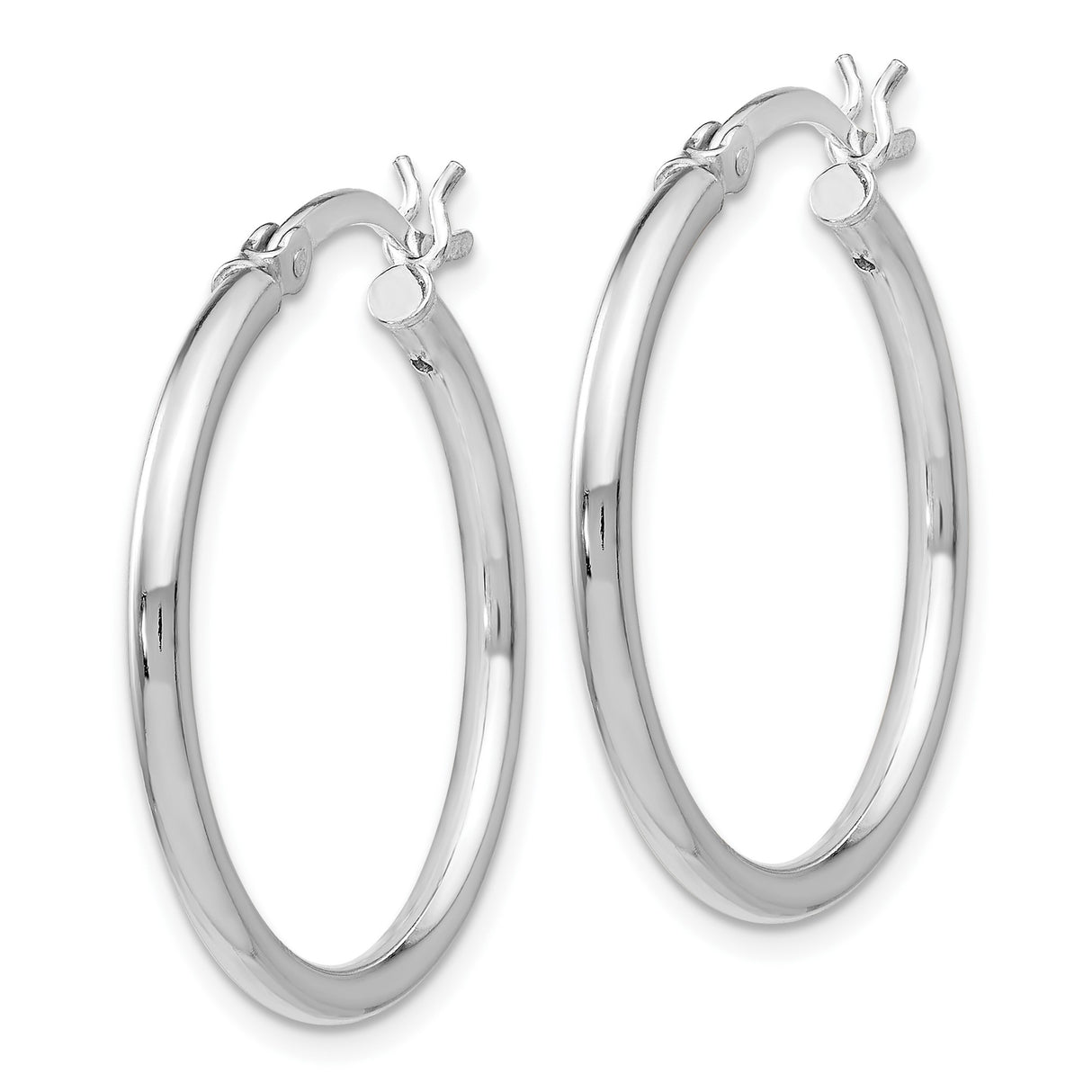 Sterling Silver Hoop Earrings, Polished Finish, Latch-Back Closure, Lightweight Classic Style