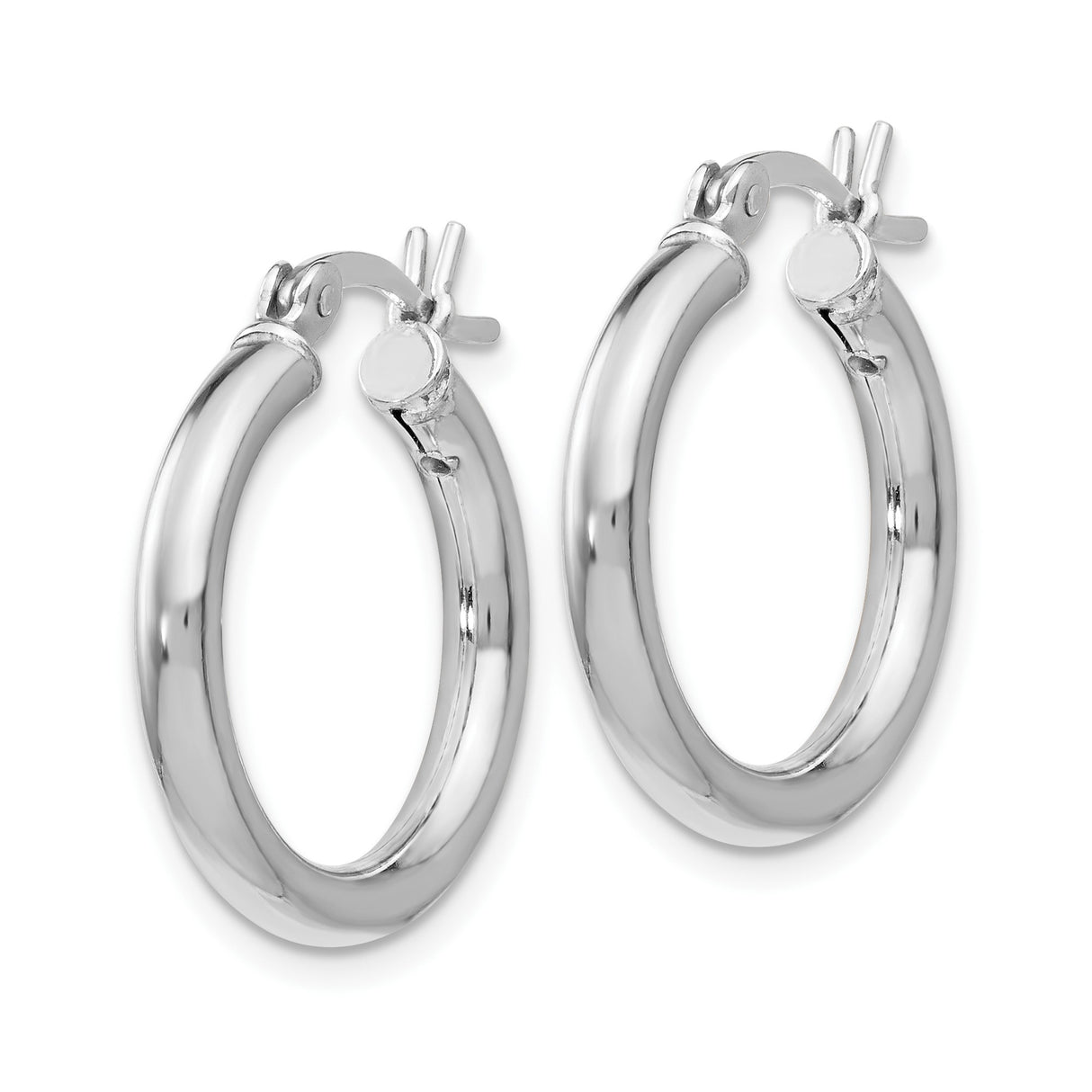 Sterling Silver Hoop Earrings, Medium Size with Polished Finish and Hinged Latch Back Closure