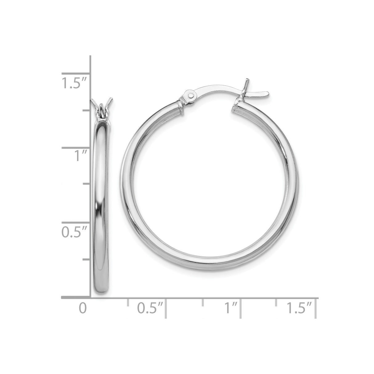 Sterling Silver Hoop Earrings, Classic Round Design, Latch-Back Closure, Lightweight Everyday Style