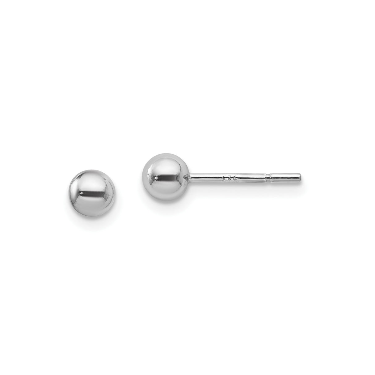 Sterling Silver Ball Stud Earrings, Minimalist Polished Round Design for Women and Unisex Wear