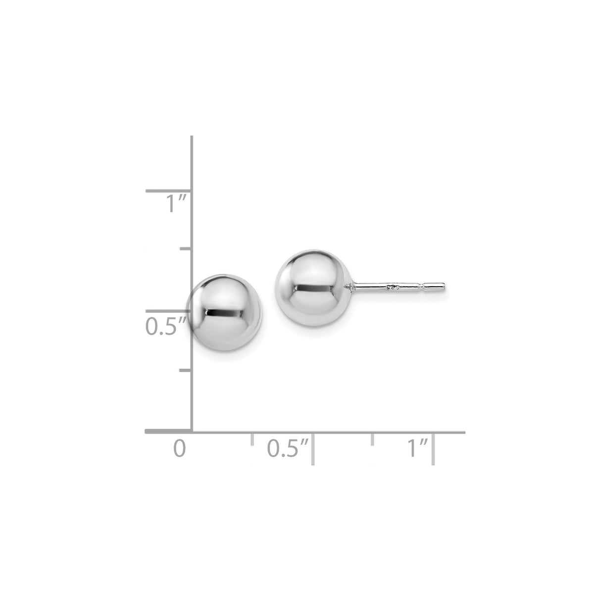 Sterling Silver Ball Stud Earrings, 8mm Polished Round Unisex Minimalist Style