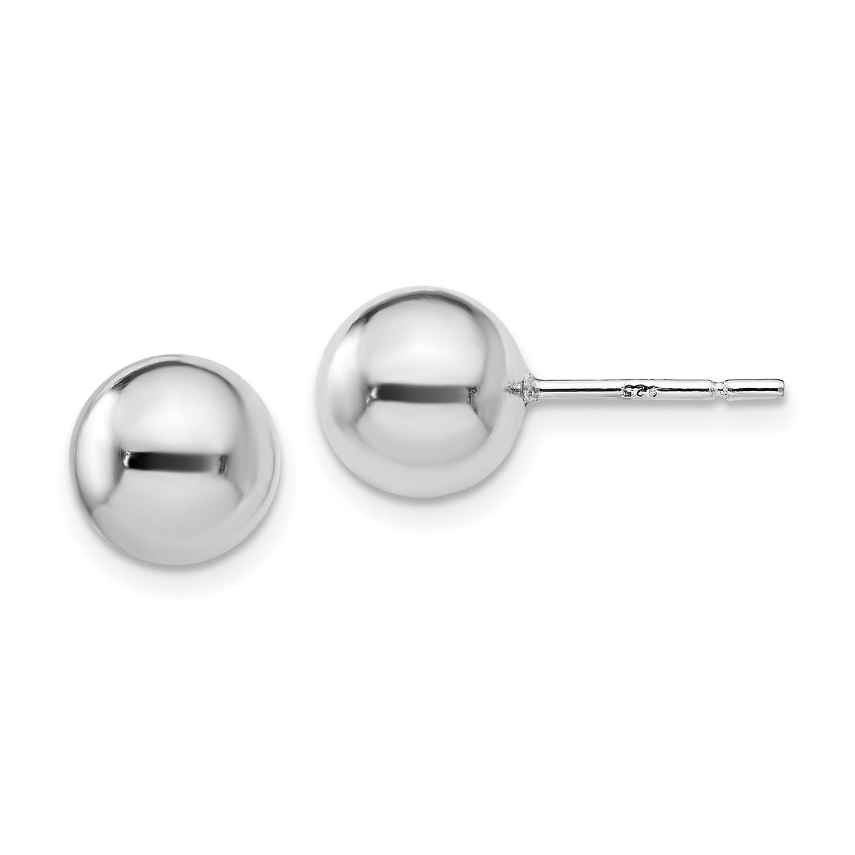 Sterling Silver Ball Stud Earrings, 8mm Polished Round Unisex Minimalist Style