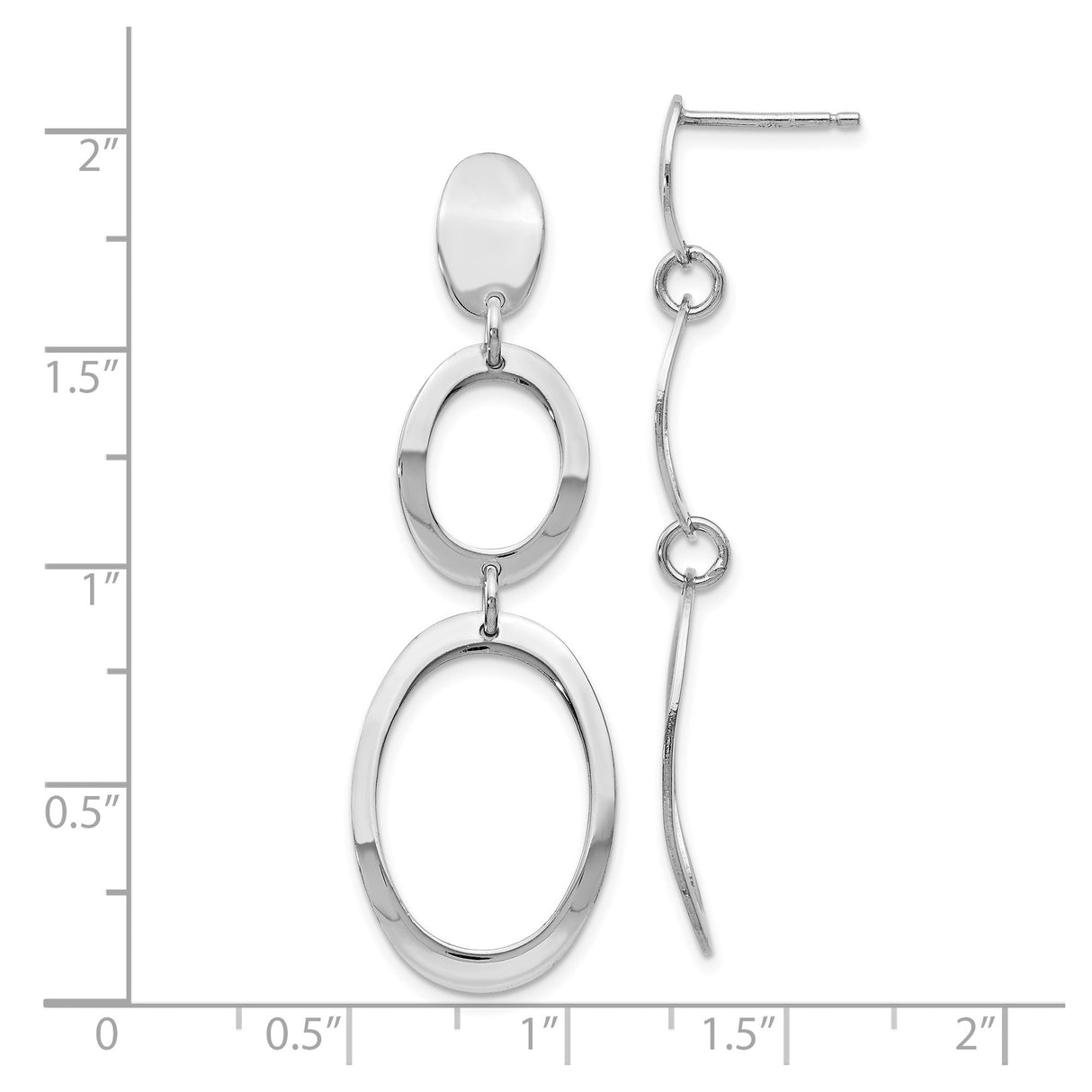 Sterling Silver Dangle Earrings with Open Oval Link Design, Modern Minimalist Drop Style for Women