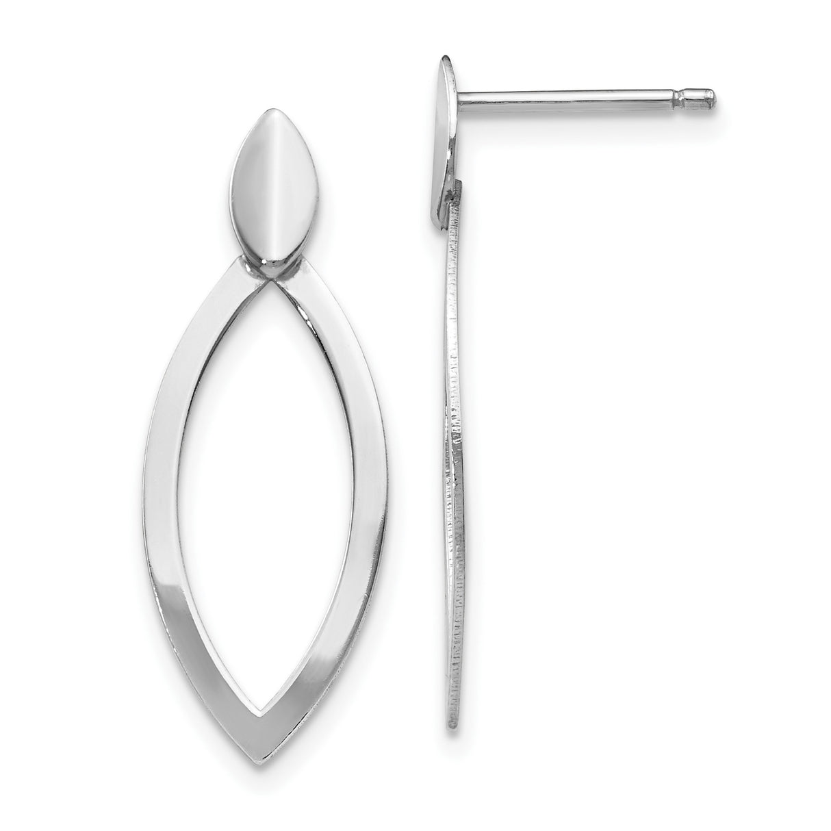 Sterling Silver Dangle Earrings with Open Leaf and Ichthys Symbol Design for Women