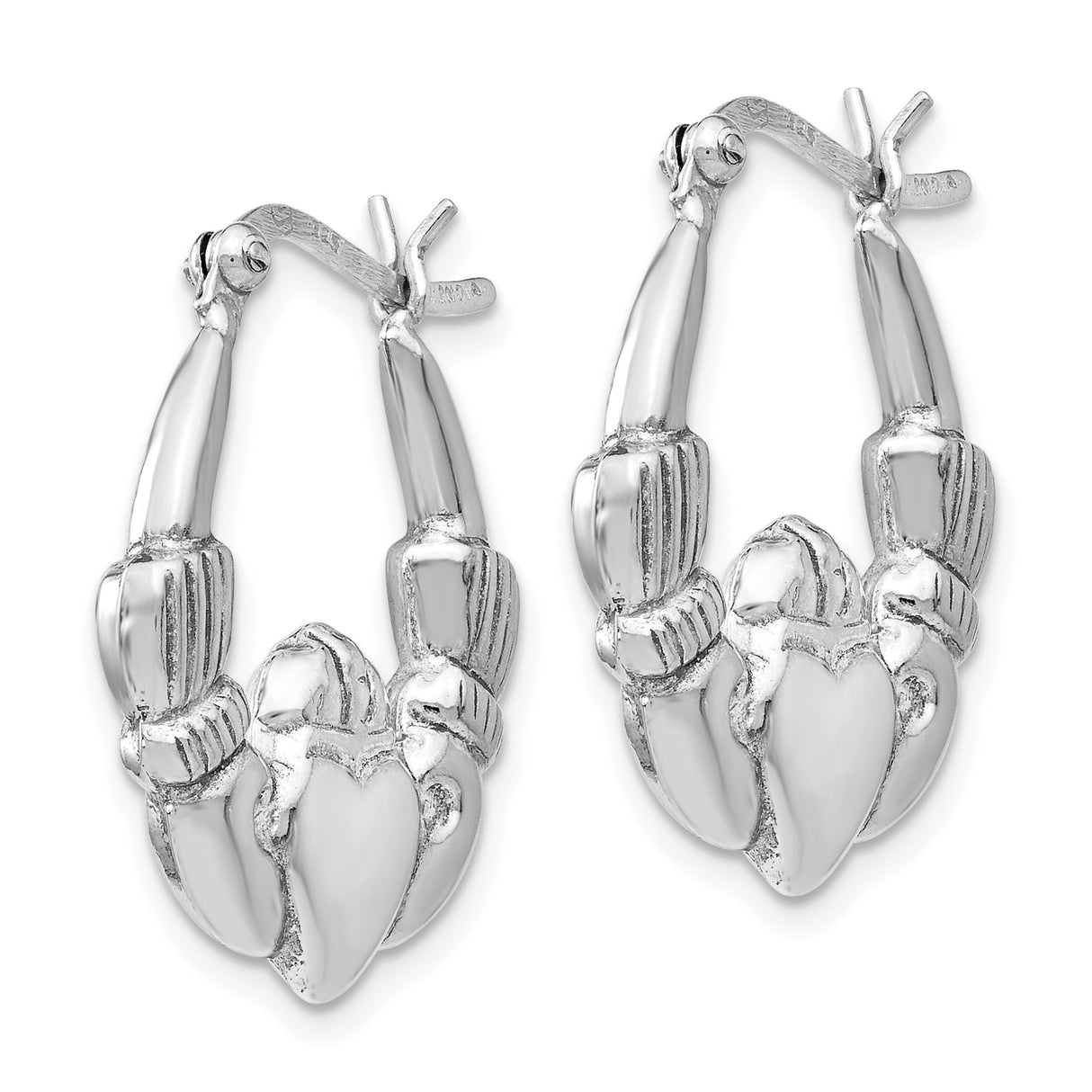 Sterling Silver Claddagh Hoop Earrings with Heart and Crown, Celtic Irish Design for Women