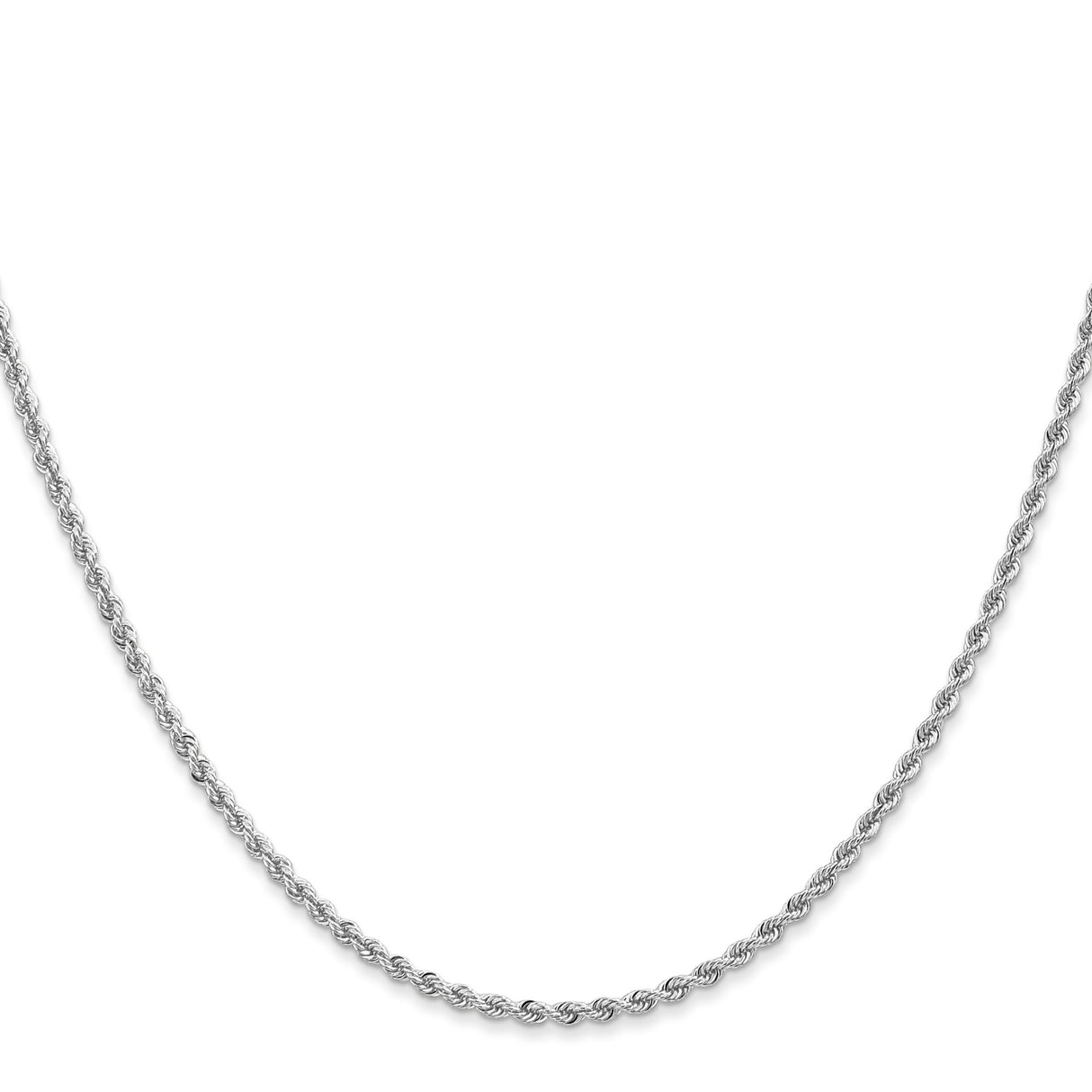 14K White Gold 2 mm Rope Chain Necklace, Polished