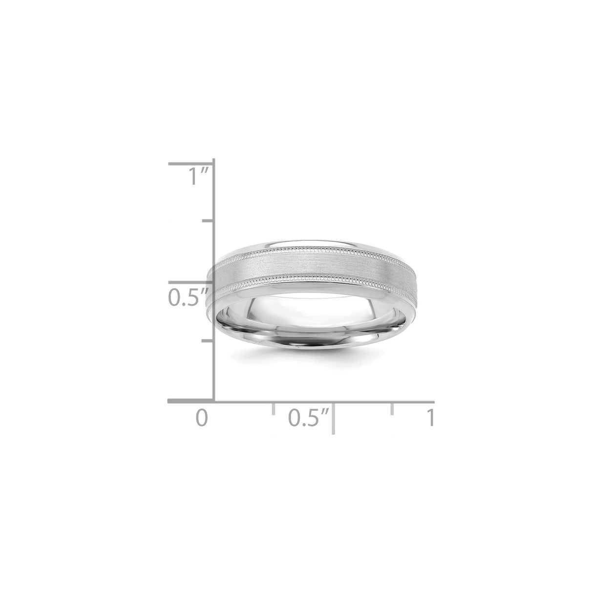 14k White Gold Milgrain, Comfort Fit wedding band ring shown for scale