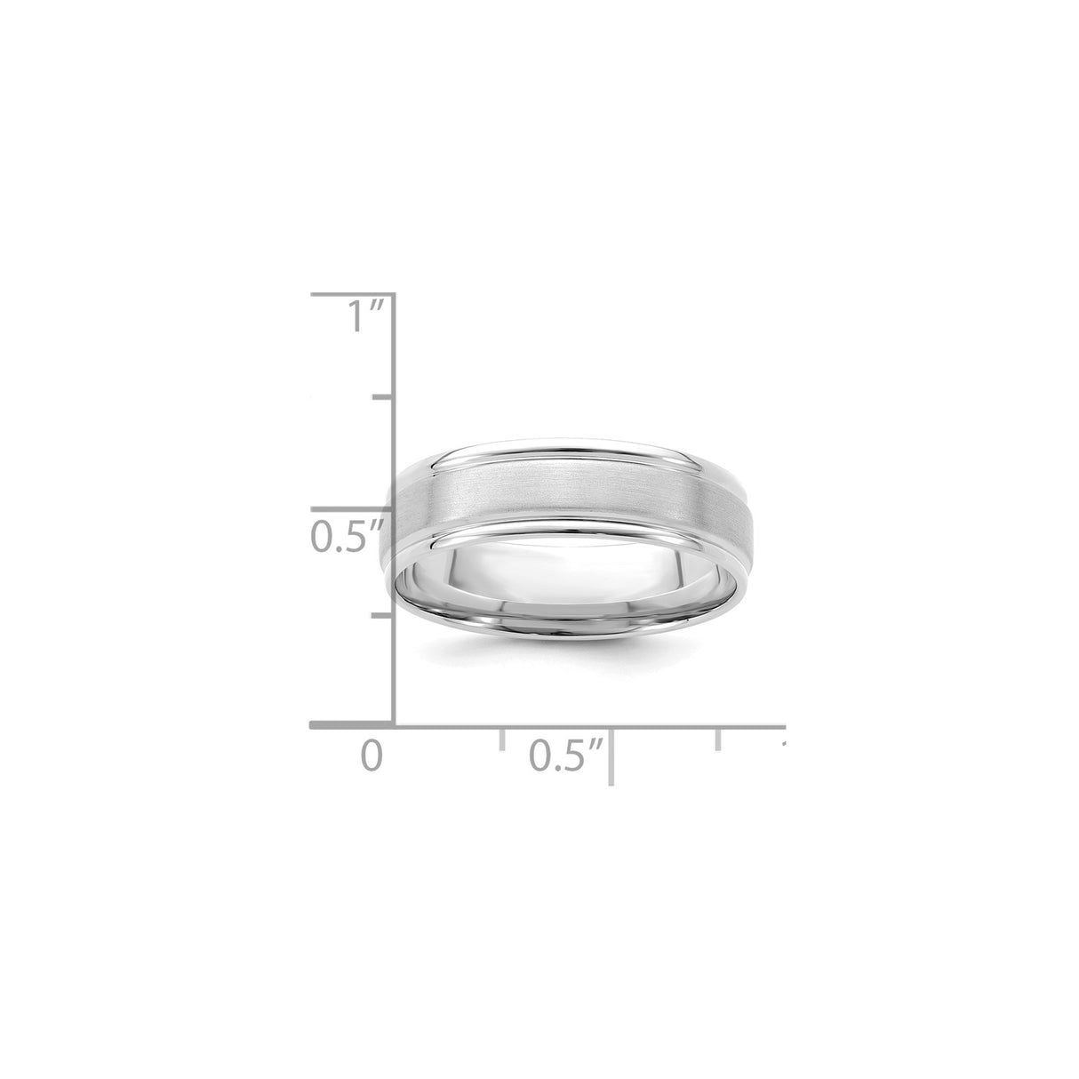 14k White Gold Brushed, Comfort Fit wedding band ring shown for scale