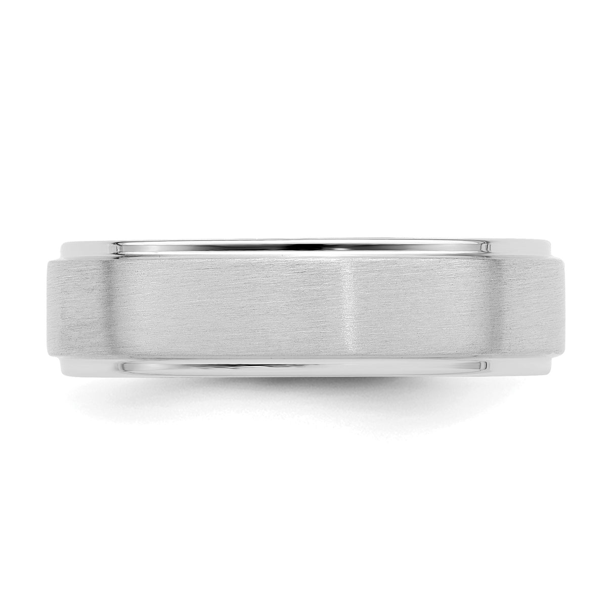 14k White Gold Brushed, Comfort Fit wedding band ring detail view
