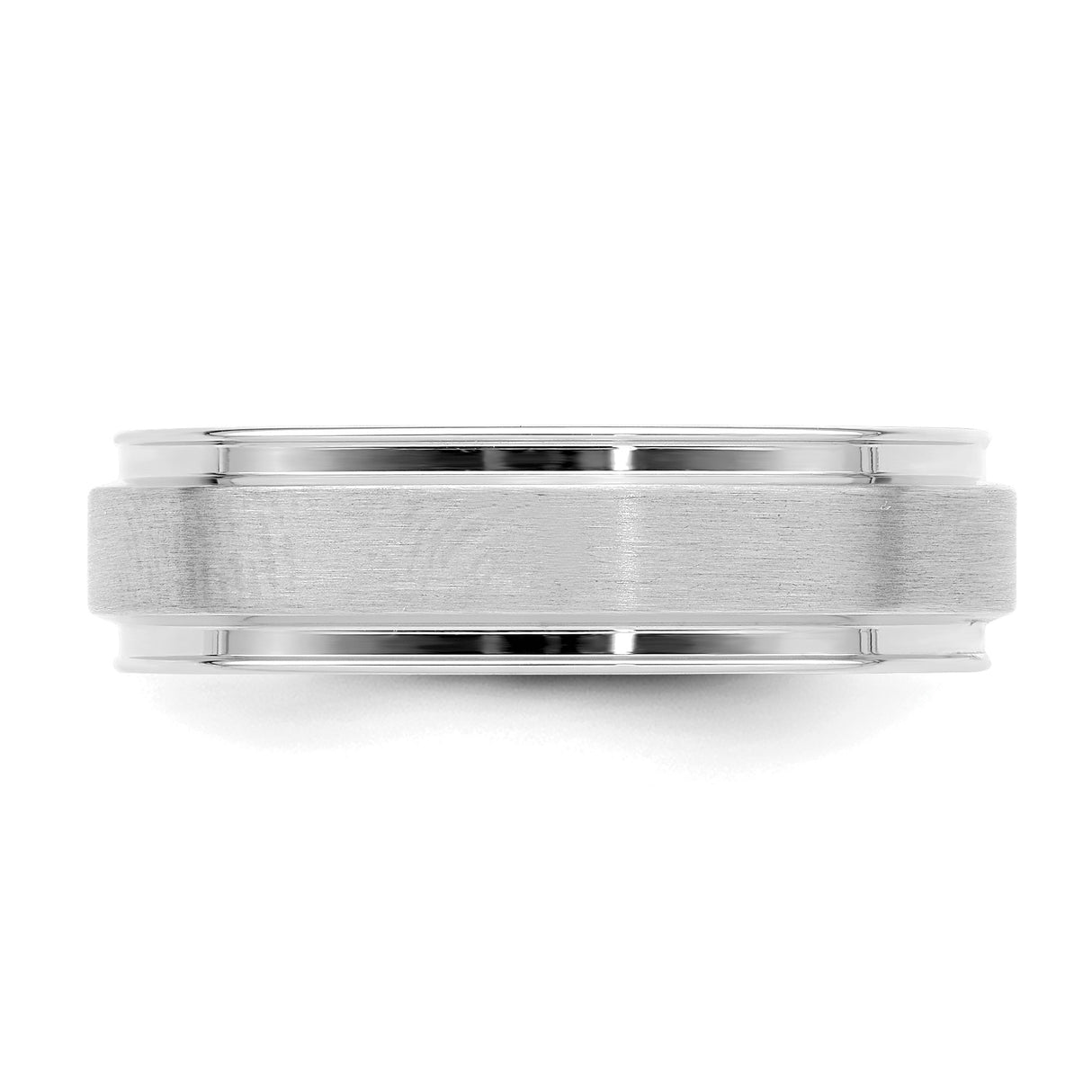 14k White Gold Brushed, Comfort Fit wedding band ring detail view