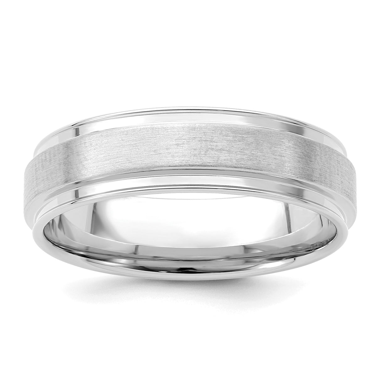 14k White Gold Brushed, Comfort Fit wedding band ring