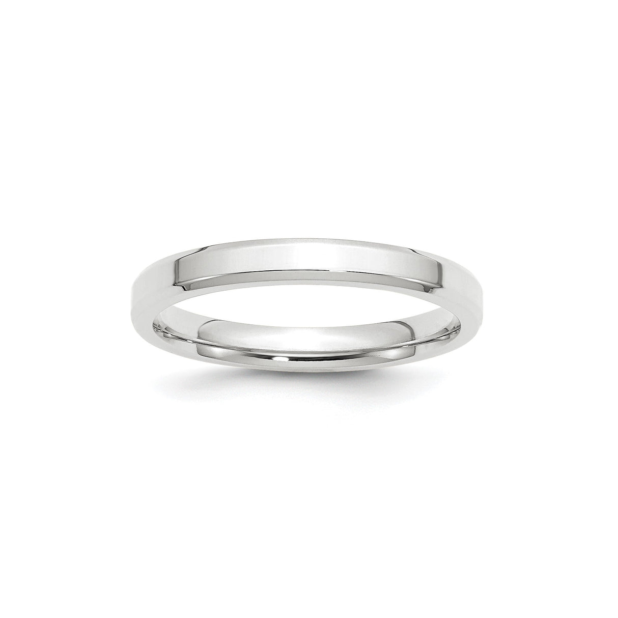 10k White Gold Beveled Edge, Comfort Fit wedding band ring