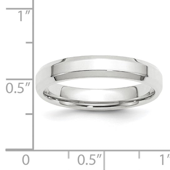 14K White Gold Beveled Edge Comfort-Fit 4mm Wedding Band