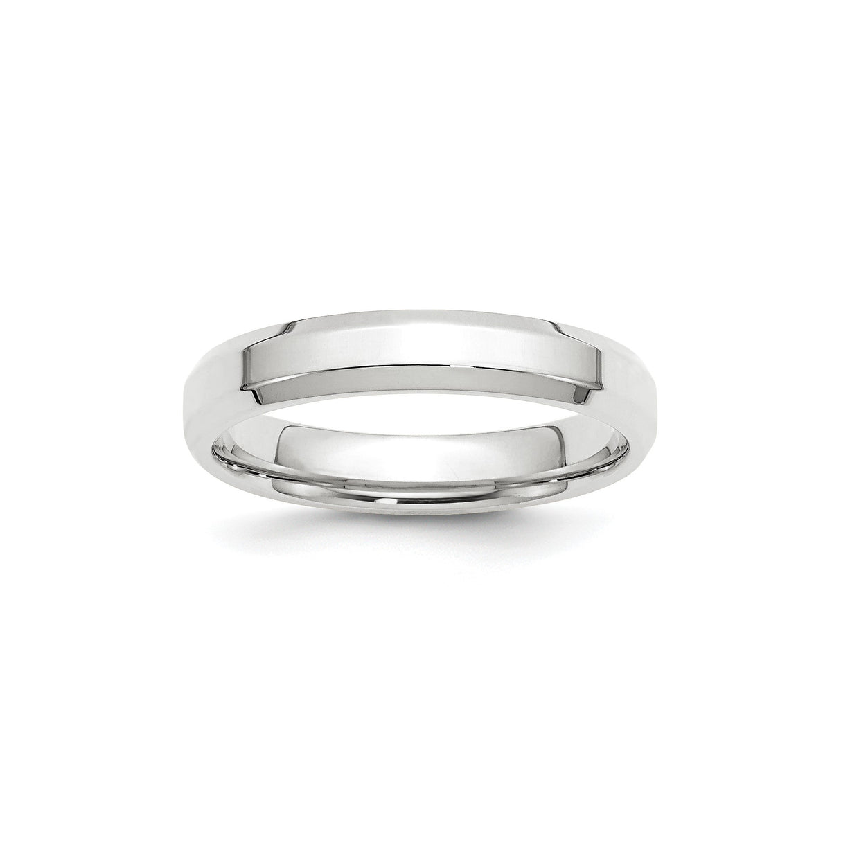 10k White Gold Beveled Edge, Comfort Fit wedding band ring