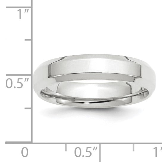 14K White Gold Beveled Edge Comfort Fit Wedding Band, 5 Mm, Solid No Stone