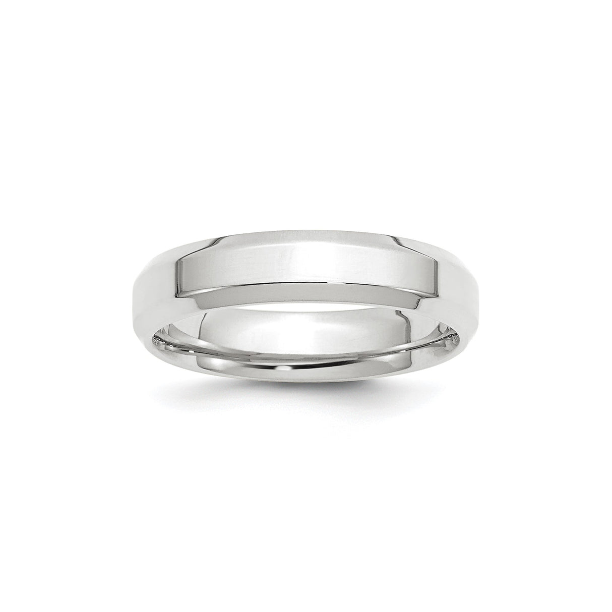 10k White Gold Beveled Edge, Comfort Fit wedding band ring