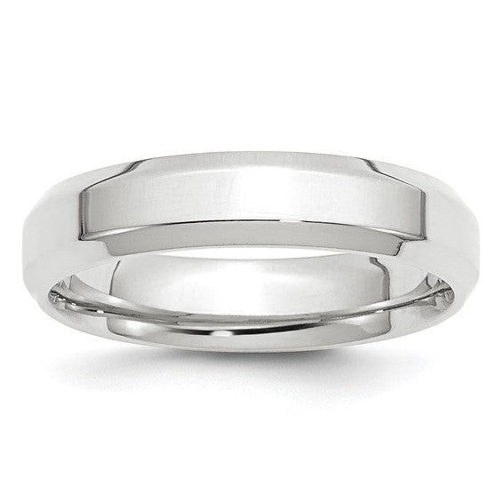 14K White Gold Beveled Edge Comfort Fit Wedding Band, 5 Mm, Solid No Stone