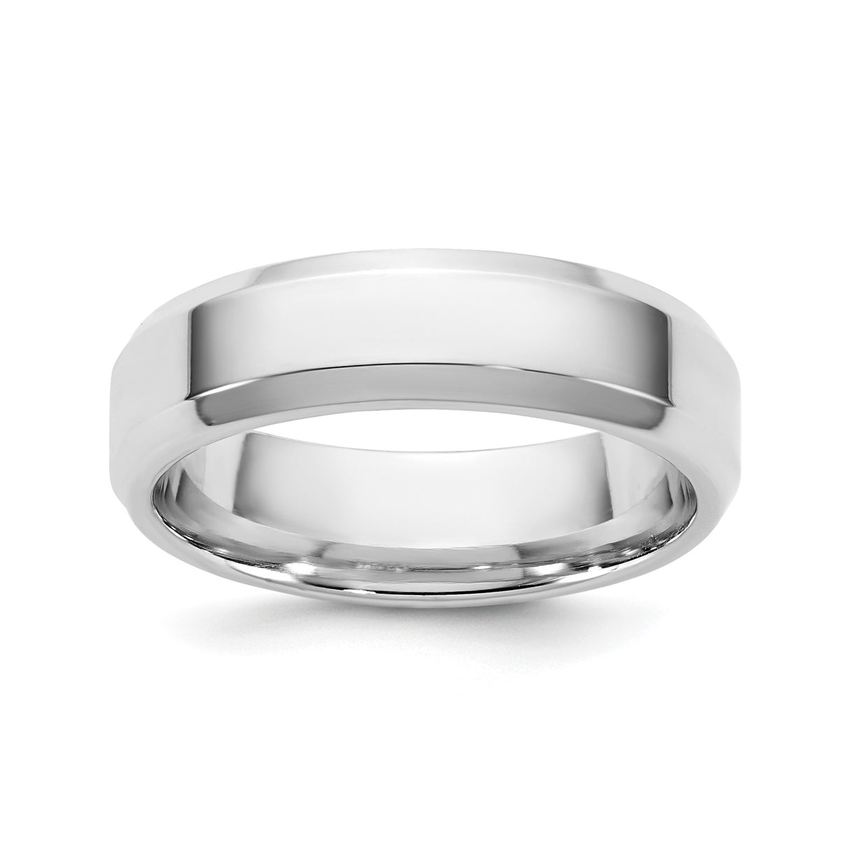 14k White Gold Beveled Edge, Comfort Fit wedding band ring