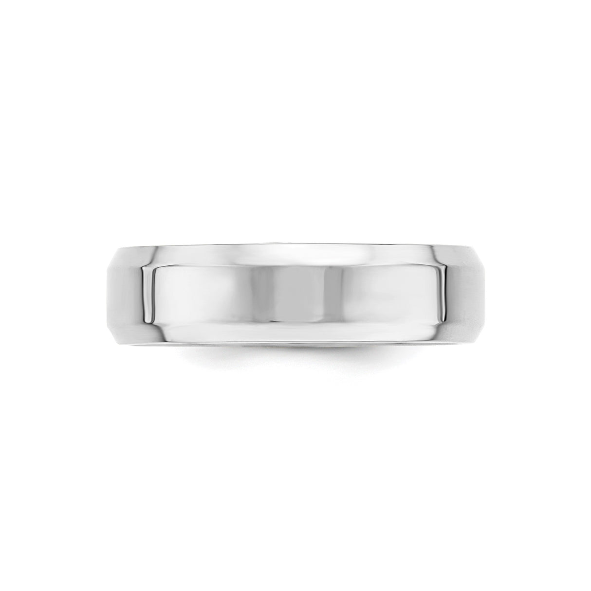 10k White Gold Beveled Edge, Comfort Fit wedding band ring detail view