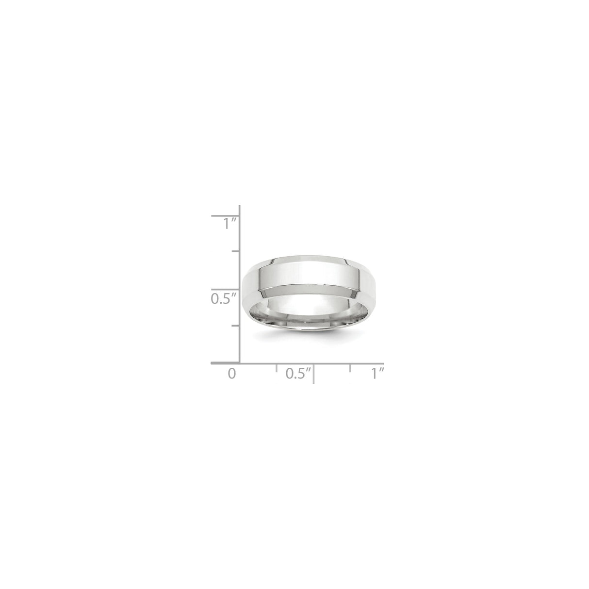10k White Gold Beveled Edge, Comfort Fit wedding band ring shown for scale