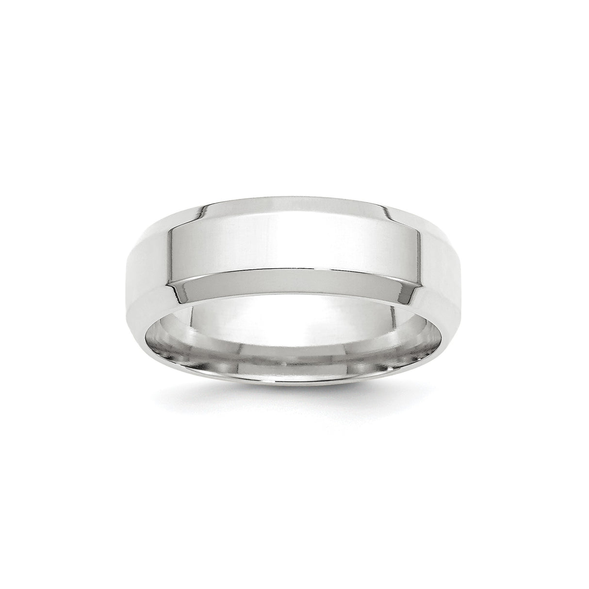 10k White Gold Beveled Edge, Comfort Fit wedding band ring