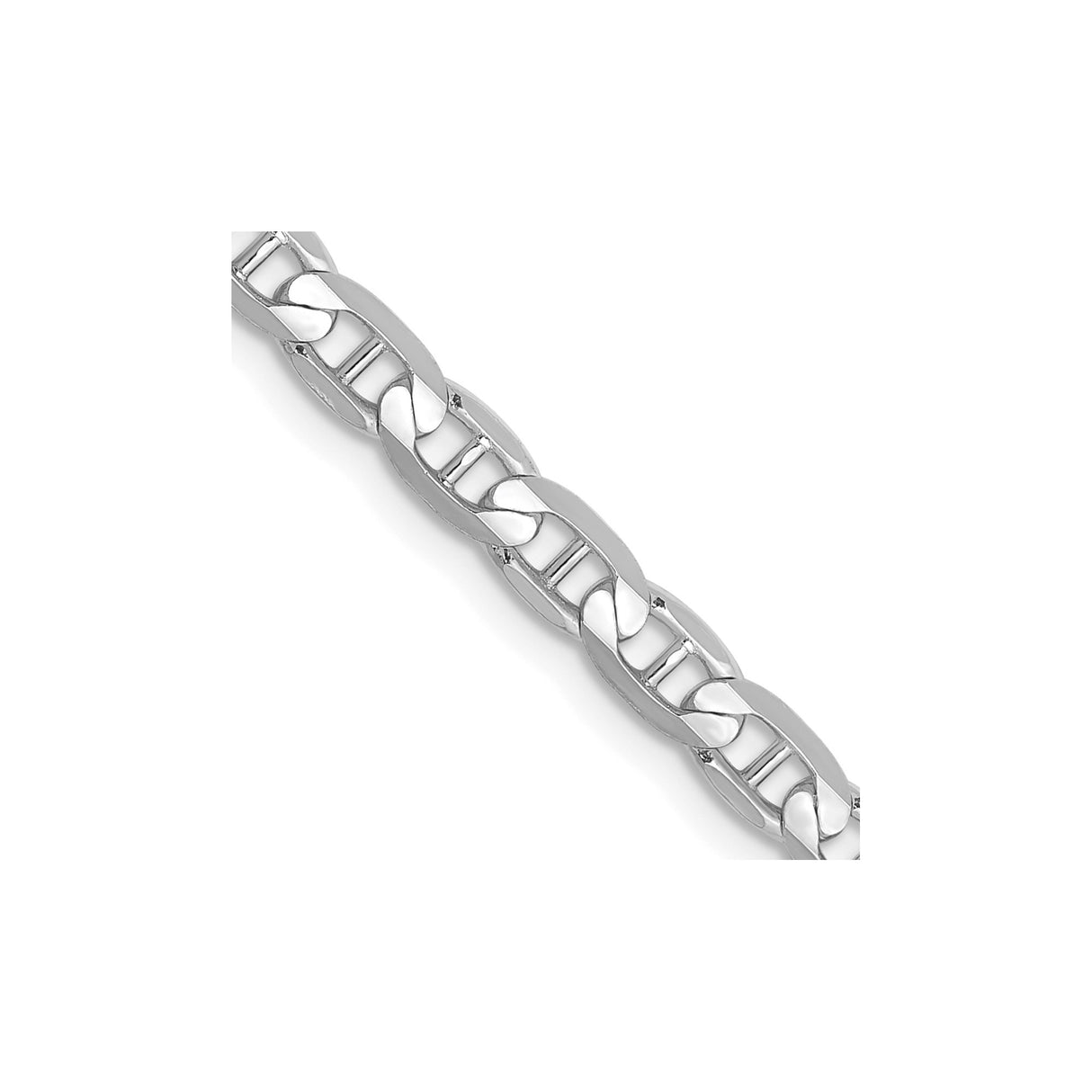 14K White Gold 3.75 mm Polished Chain Necklace, Solid detail view