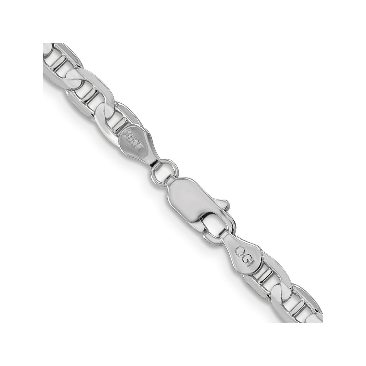 14K White Gold 4.5 mm Polished Chain Necklace, Solid alternate angle