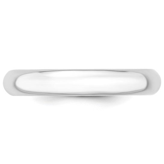14K White Gold Comfort Fit 4mm Wedding Band, Classic Solid Polished Ring