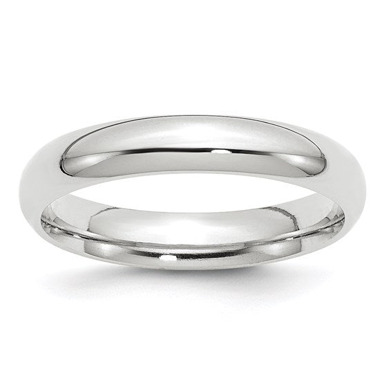 14K White Gold Comfort Fit 4mm Wedding Band, Classic Solid Polished Ring