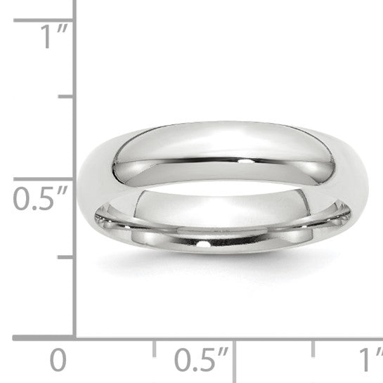 14K White Gold Comfort Fit Wedding Band 5mm Classic Solid High Polish Finish