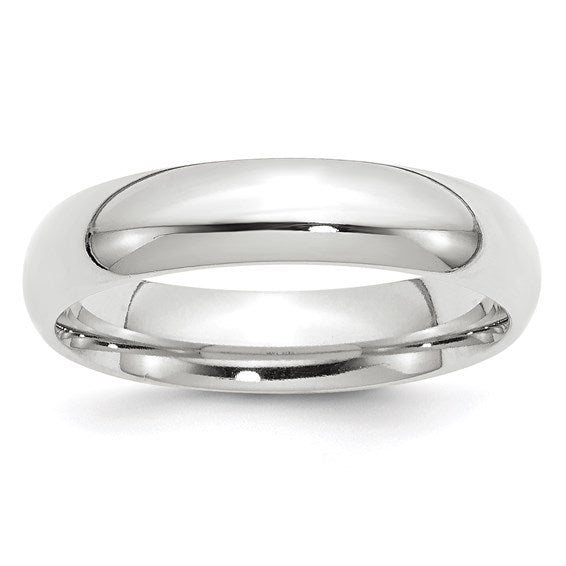14K White Gold Comfort Fit Wedding Band 5mm Classic Solid High Polish Finish