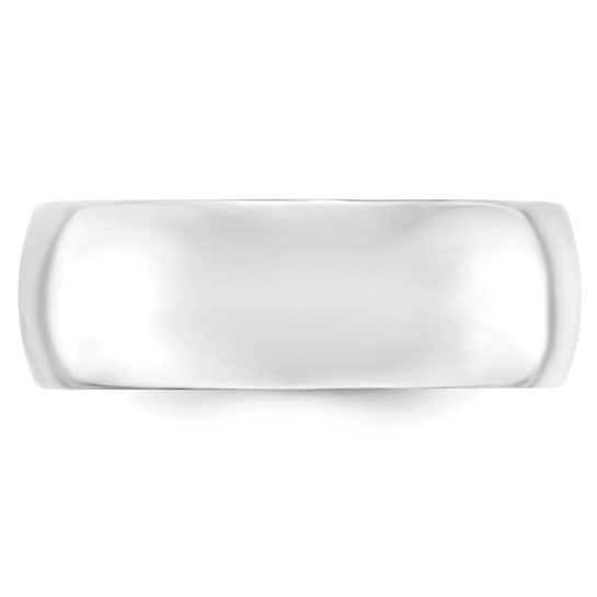 14K White Gold Comfort Fit Wedding Band, Polished Dome, Classic Solid 8 Mm