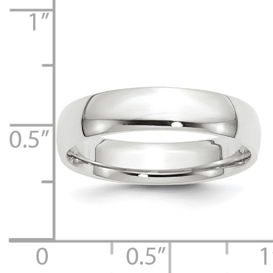 14K White Gold Comfort Fit Wedding Band, Lightweight Solid 5 Mm, No Stone